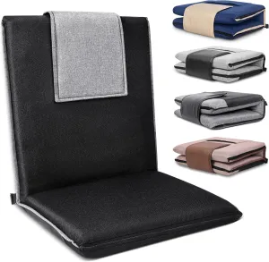14-Position Adjustable Portable Foldable Meditation Chair with Japanese KOYO Bearings & Washable Linen Cover (Black)