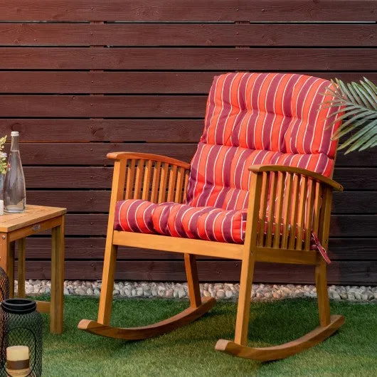 22" x 44" Tufted Outdoor Patio Chair Seating Pad-Red & Orange