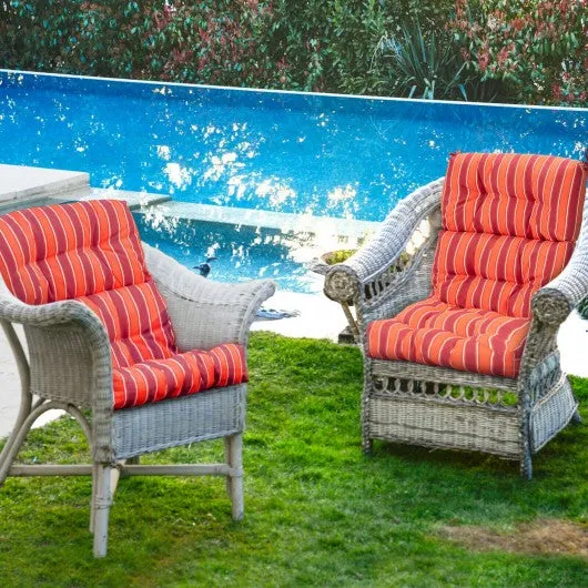 22" x 44" Tufted Outdoor Patio Chair Seating Pad-Red & Orange