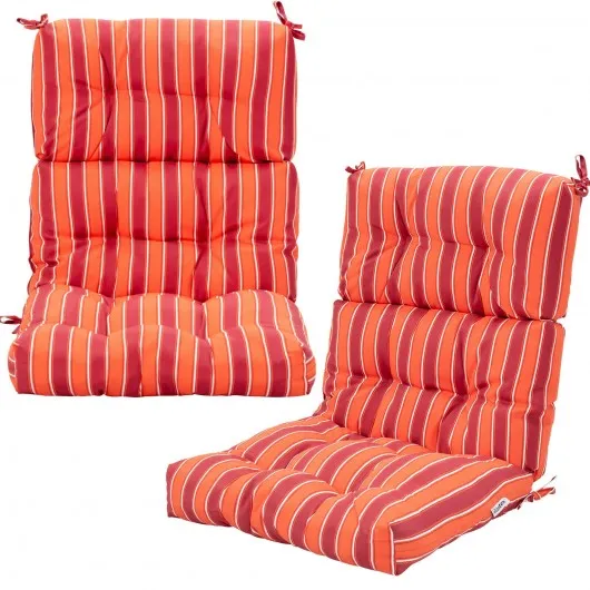 22" x 44" Tufted Outdoor Patio Chair Seating Pad-Red & Orange