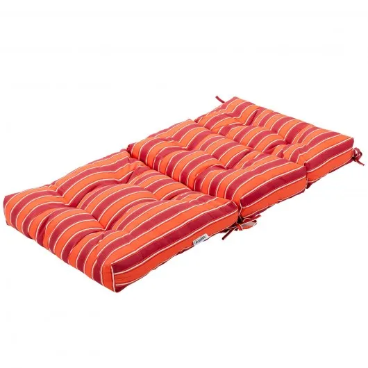 22" x 44" Tufted Outdoor Patio Chair Seating Pad-Red & Orange