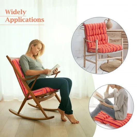 22" x 44" Tufted Outdoor Patio Chair Seating Pad-Red & Orange