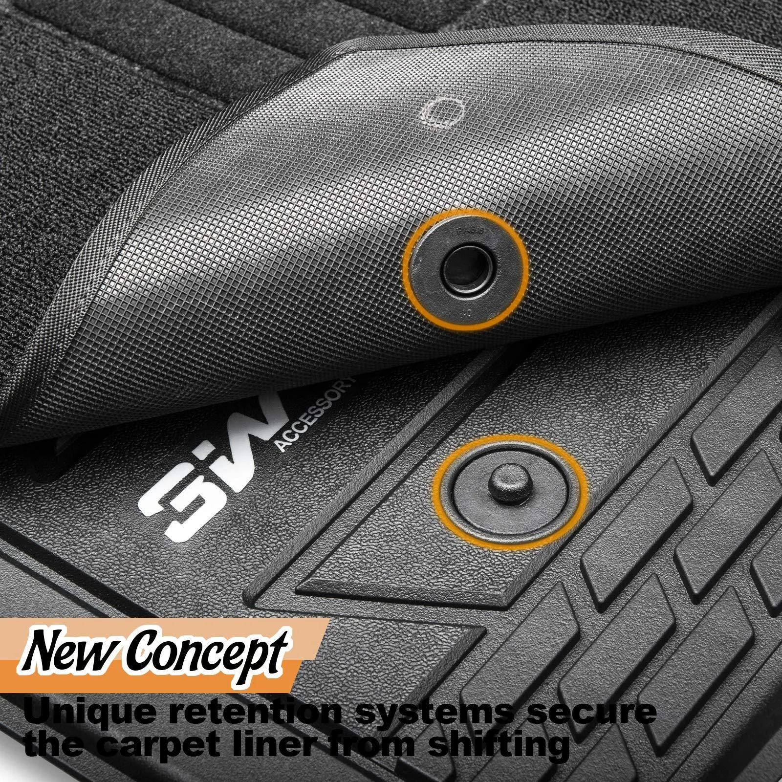 3W Sierra/Sierra Denali 1500 2019-2025 & GMC Sierra 2500HD/3500HD 2020-2025 Crew Cab Floor Mats TPE Material & All-Weather Protection