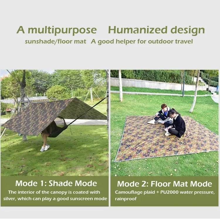 3X4m Waterproof Tent Tarp Square Canopy Polyester Sunshade Floor Mat(Camouflage)