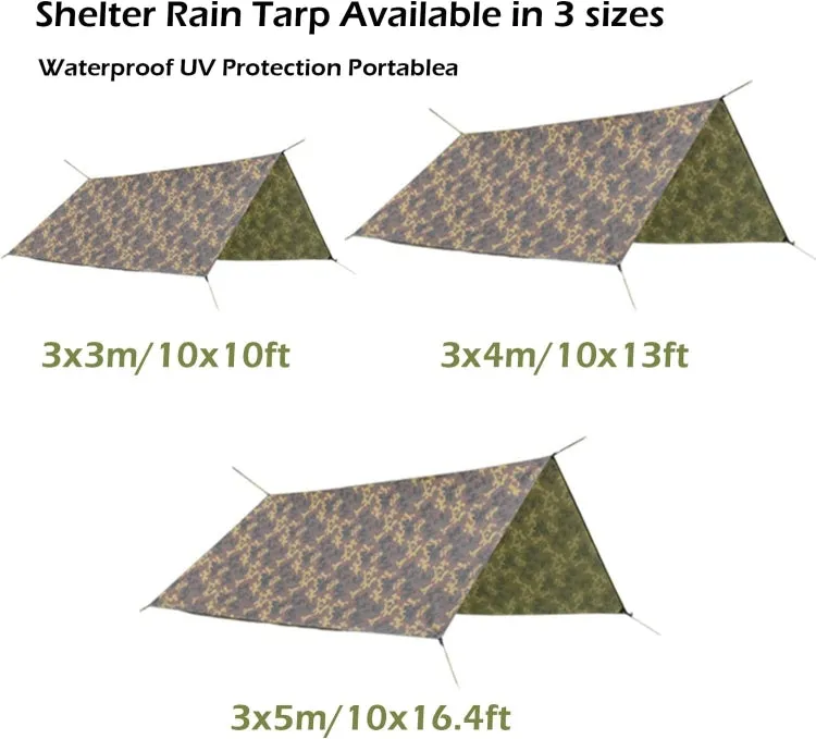 3X4m Waterproof Tent Tarp Square Canopy Polyester Sunshade Floor Mat(Camouflage)