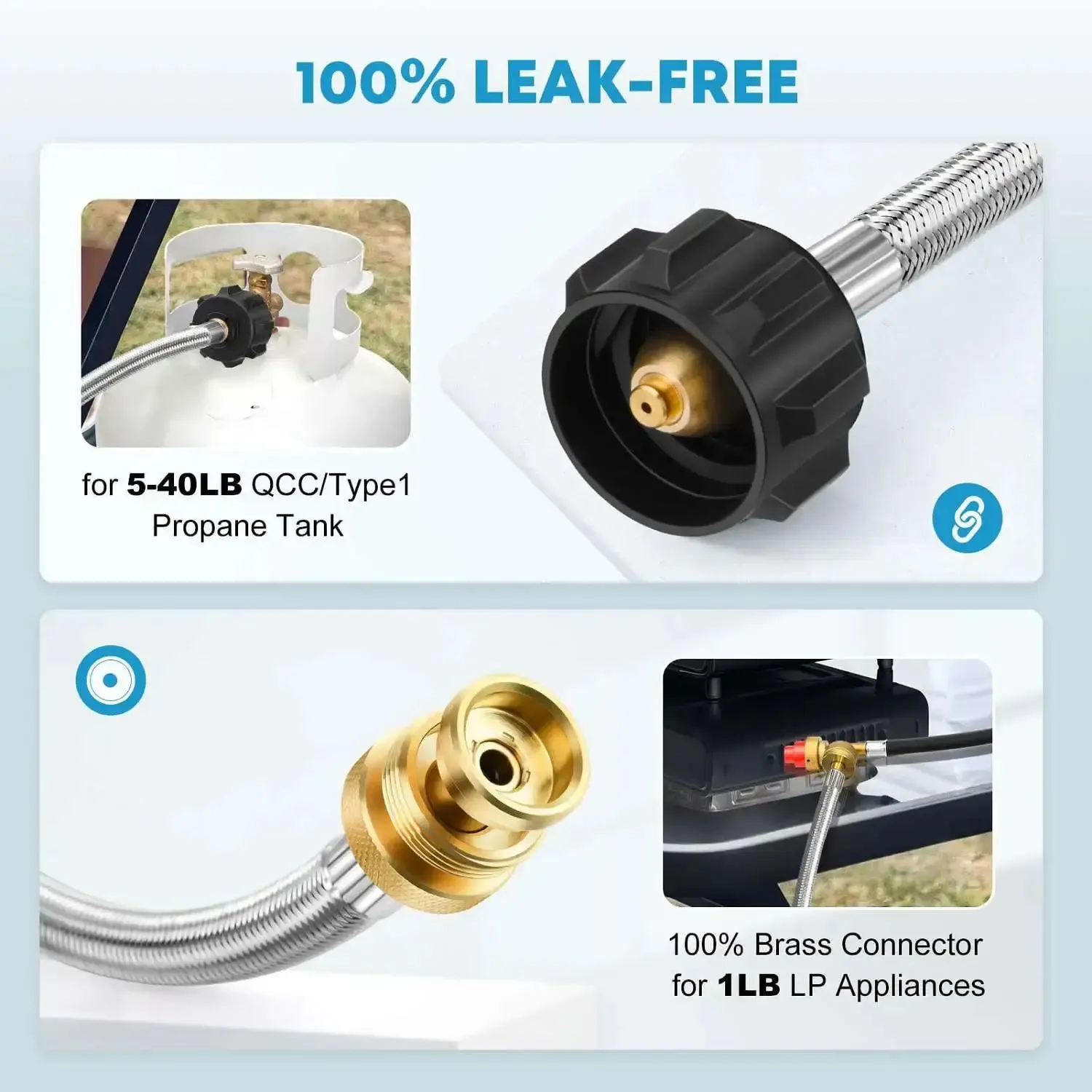 5 ft Propane Adapter Hose 1 lb to 20 lb