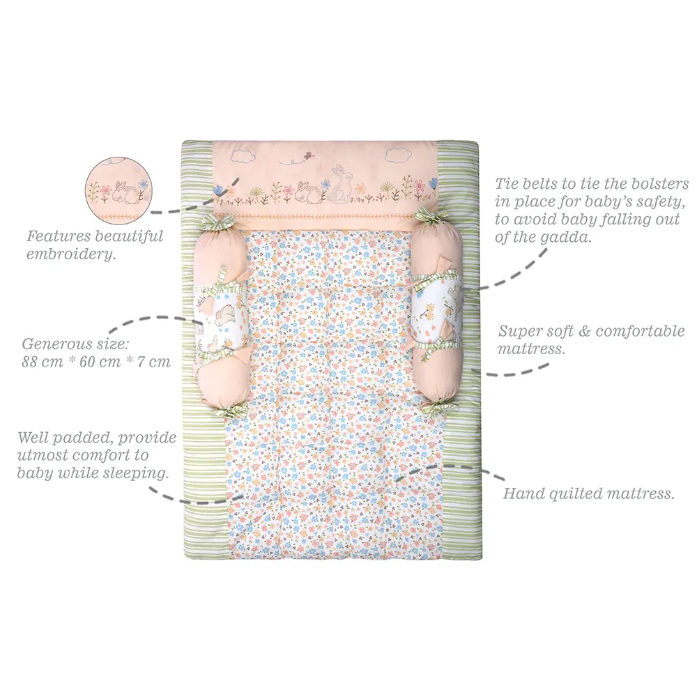Abracadabra Cotton Bedding/Gadda Set Bunny Garden Theme -Peach