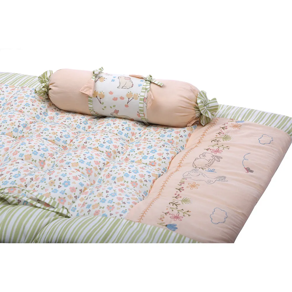 Abracadabra Cotton Bedding/Gadda Set Bunny Garden Theme -Peach