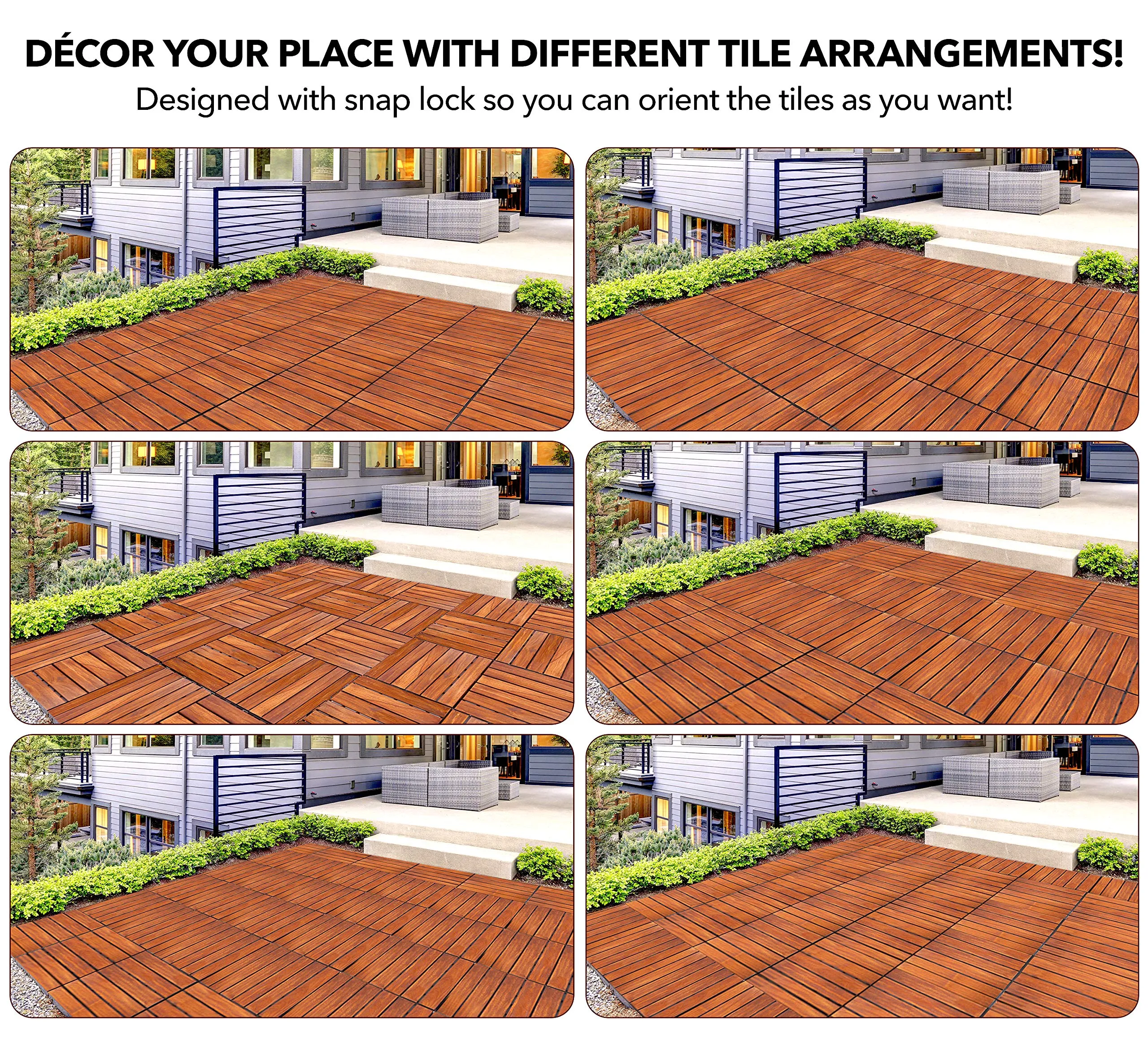 Acacia Wood Outdoor Flooring Interlocking Deck Tiles Patio Flooring Outdoor Waterproof
