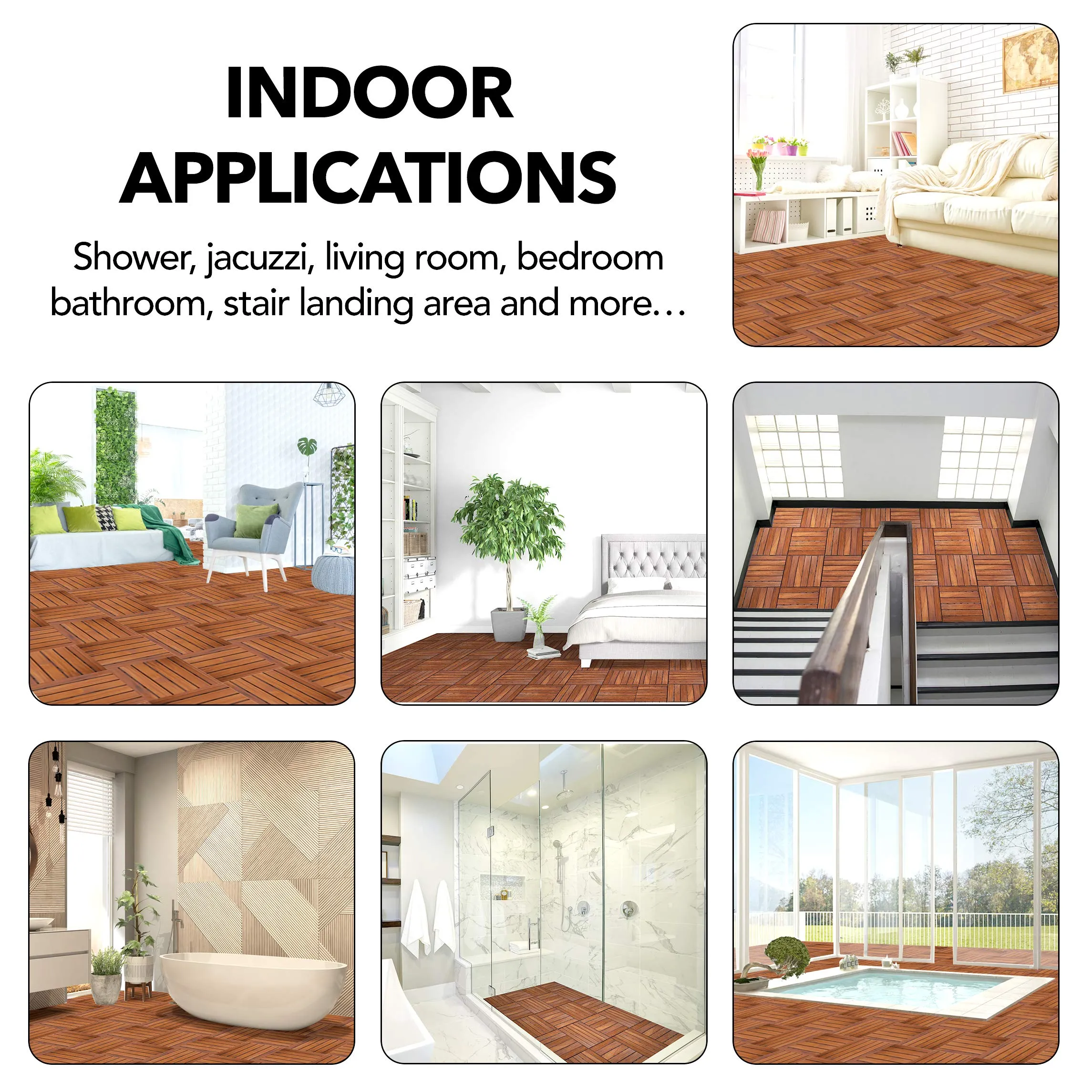 Acacia Wood Outdoor Flooring Interlocking Deck Tiles Patio Flooring Outdoor Waterproof