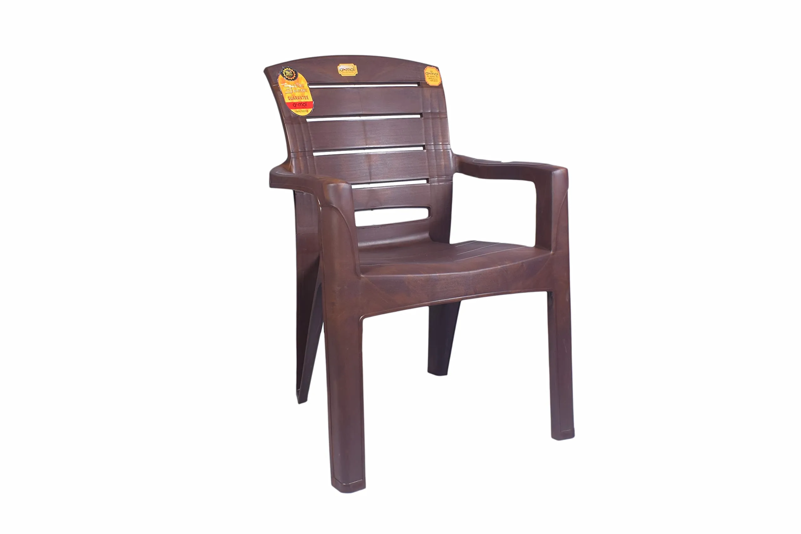 ANMOL Moulded Jaguar High Back Chair Strong Structure Build Chair for Home, Garden, Office, Outdoor (Set of 2) Brown (Weight Bearing Capacity 200 KG, Shree Ganesh Online Original Seller, Plastic)