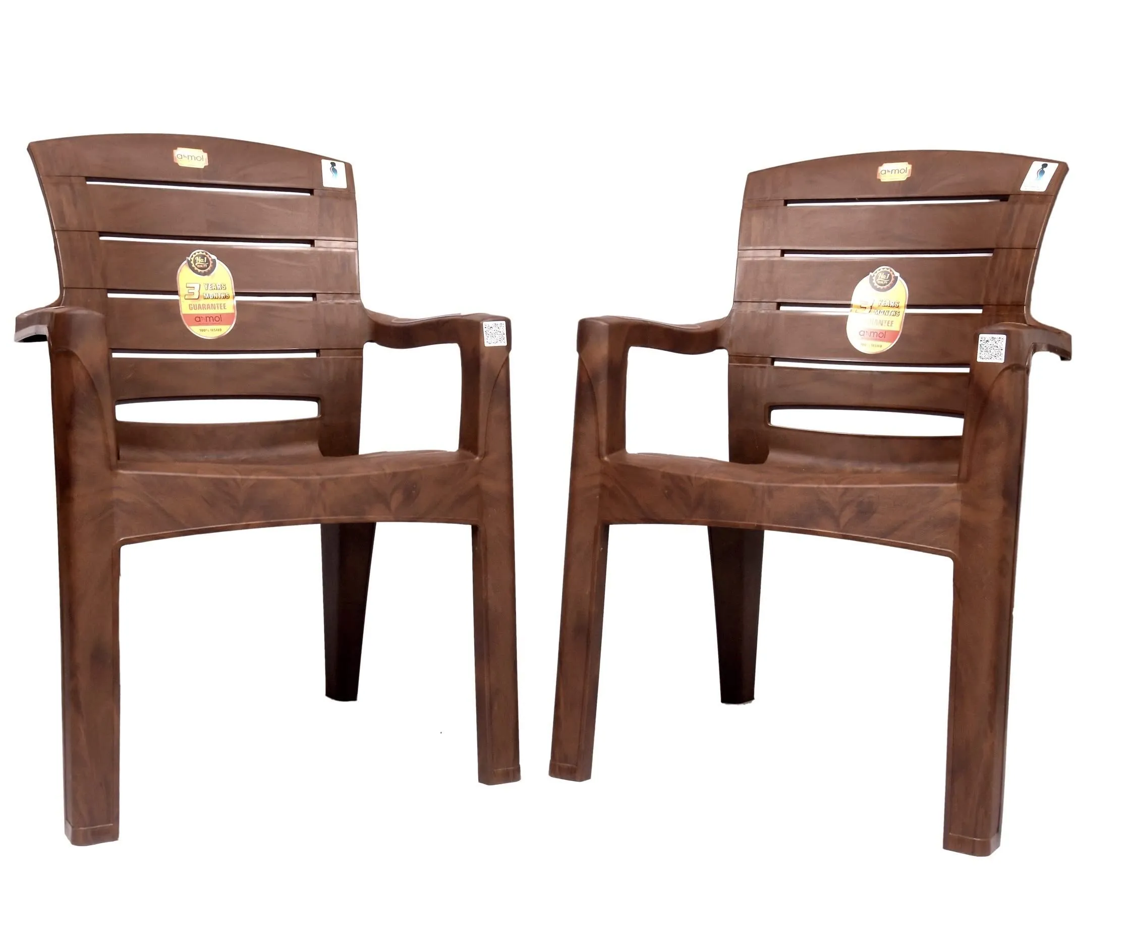 ANMOL Moulded Jaguar High Back Chair Strong Structure Build Chair for Home, Garden, Office, Outdoor (Set of 2) Brown (Weight Bearing Capacity 200 KG, Shree Ganesh Online Original Seller, Plastic)