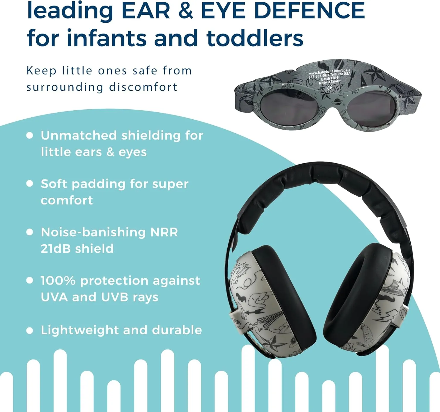 BANZ Baby Earmuffs & Sunglasses 0-36 Months - Noise Cancelling & UV Protection