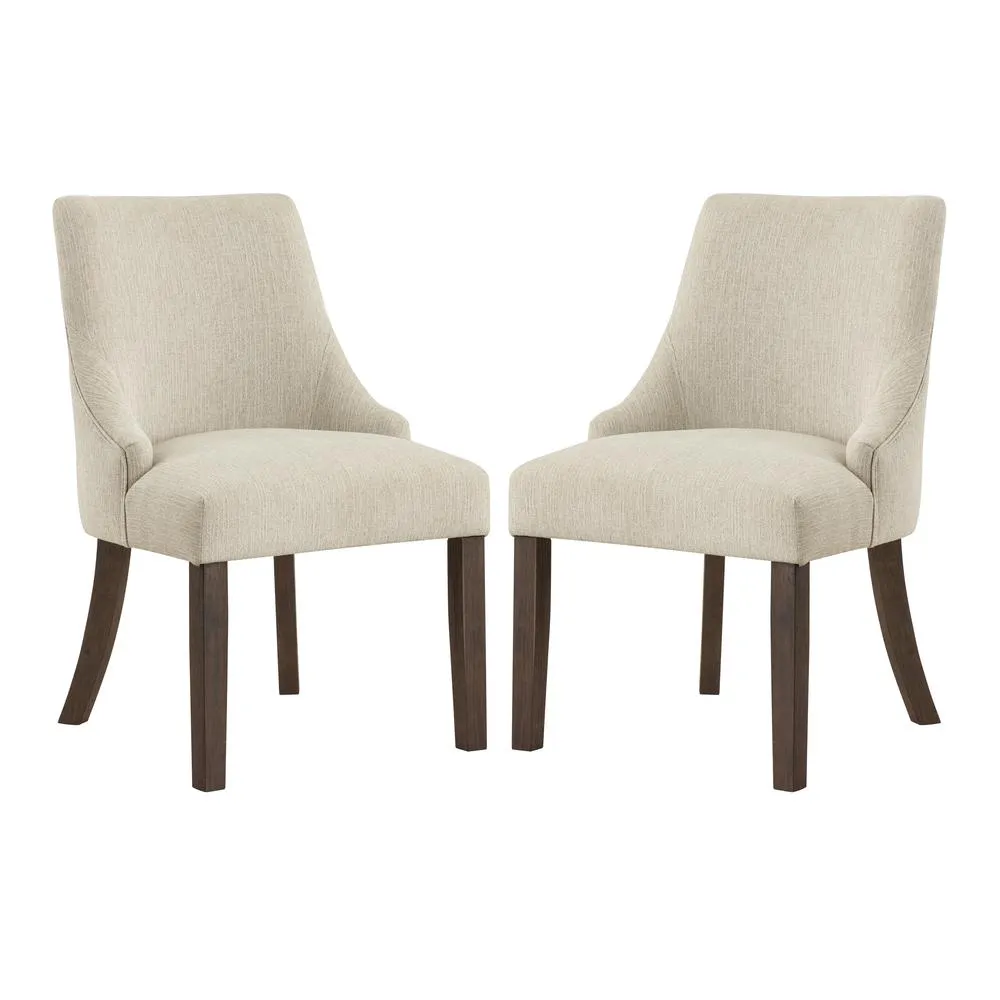 Beautiful Beige Wood Upholstered Dining Chair (2pc)