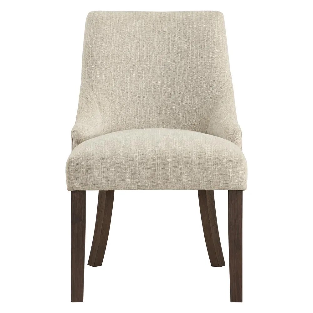 Beautiful Beige Wood Upholstered Dining Chair (2pc)