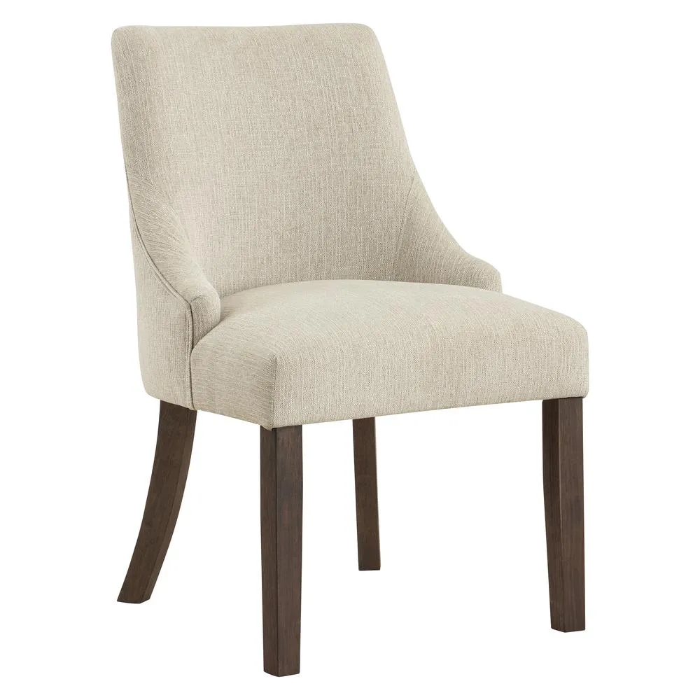 Beautiful Beige Wood Upholstered Dining Chair (2pc)