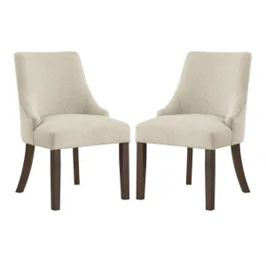 Beautiful Beige Wood Upholstered Dining Chair (2pc)