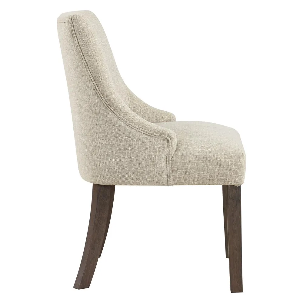 Beautiful Beige Wood Upholstered Dining Chair (2pc)