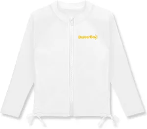 BesserBay Girls UPF 50  Zip Up Long Sleeve Ruched Side Adjustable Drawstring Thumb Holes Swim Shirt 4-14 Years