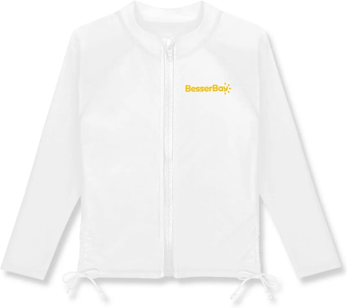 BesserBay Girls UPF 50  Zip Up Long Sleeve Ruched Side Adjustable Drawstring Thumb Holes Swim Shirt 4-14 Years