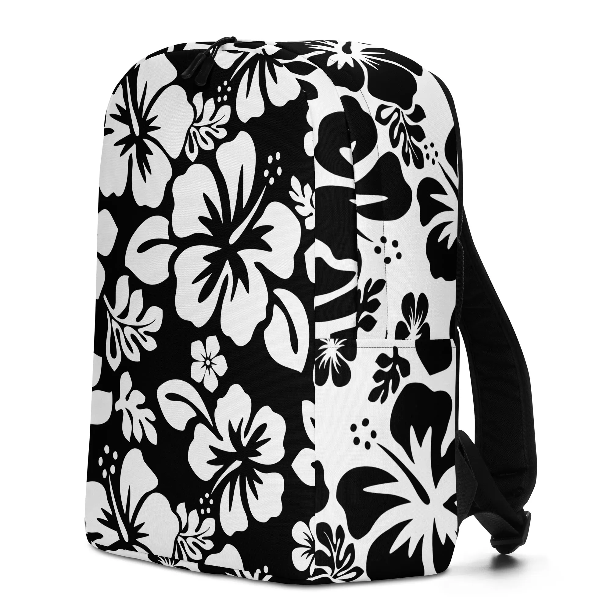 Black and White Hawaiian Print Backpack