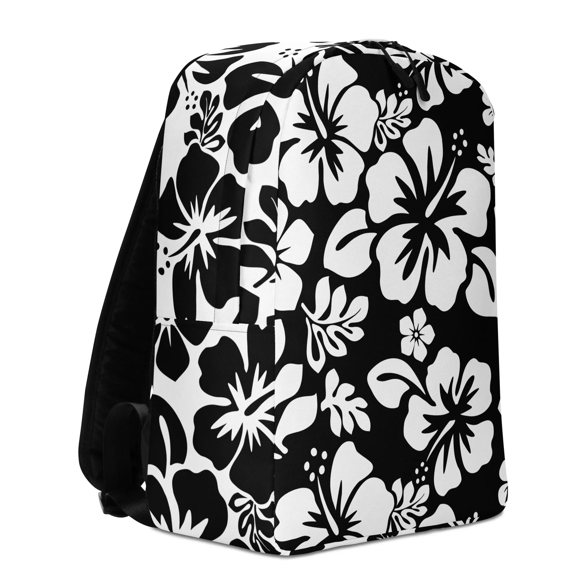 Black and White Hawaiian Print Backpack