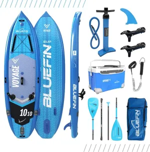 Bluefin SUP Voyage 1010 Package with Cooler Box | Ultimate Activity Stand Up Inflatable Paddle Board | Added Stability | 20% Extra Width | Side Rails | 2X Fishing Rod Mounts | 5 Year Warranty