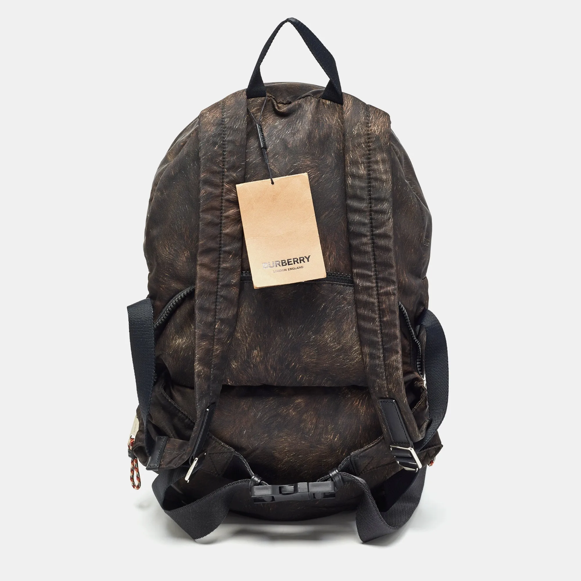 BURBERRY Black/Brown Nylon Convertible Backpack