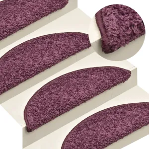 Carpet Stair Treads 15 pcs Dark Purple 56x17x3 cm