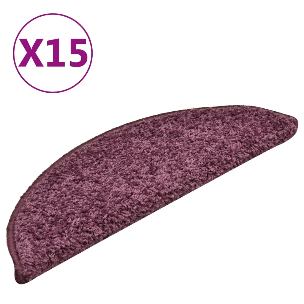 Carpet Stair Treads 15 pcs Dark Purple 56x17x3 cm