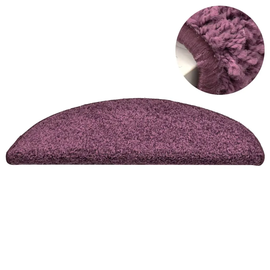 Carpet Stair Treads 15 pcs Dark Purple 56x17x3 cm