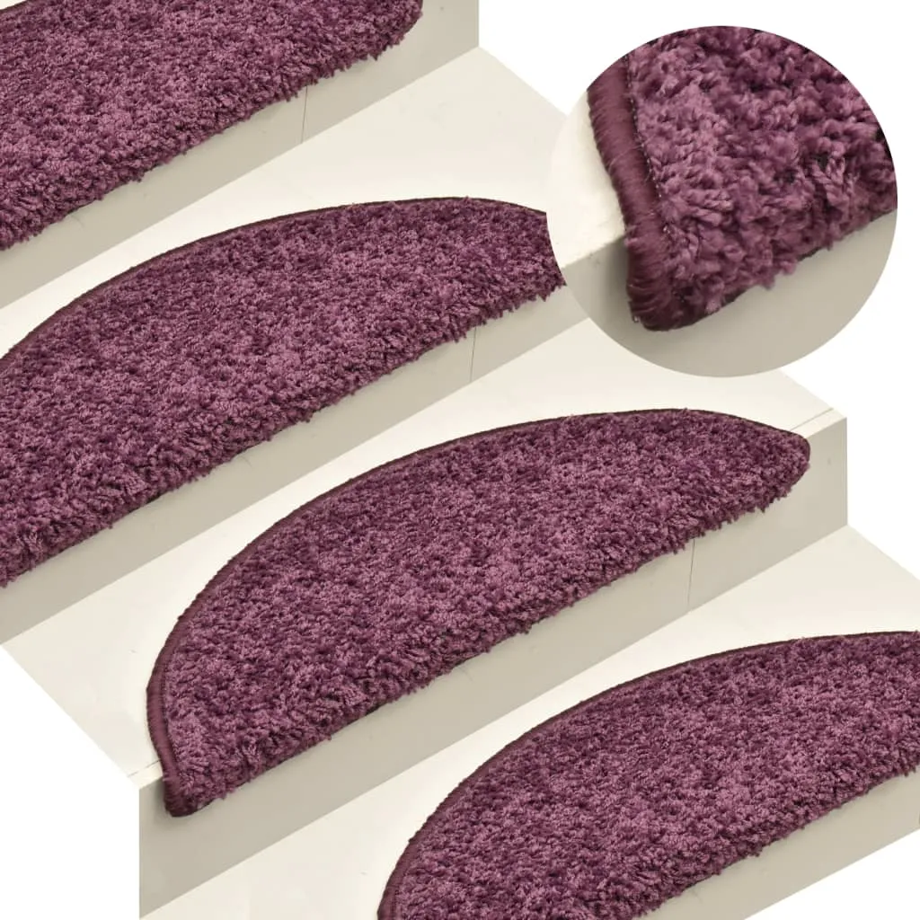 Carpet Stair Treads 15 pcs Dark Purple 56x17x3 cm
