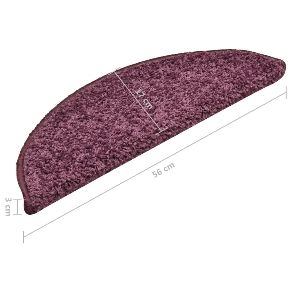 Carpet Stair Treads 15 pcs Dark Purple 56x17x3 cm