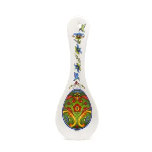 Ceramic Spoon Rest: Green Rosemaling