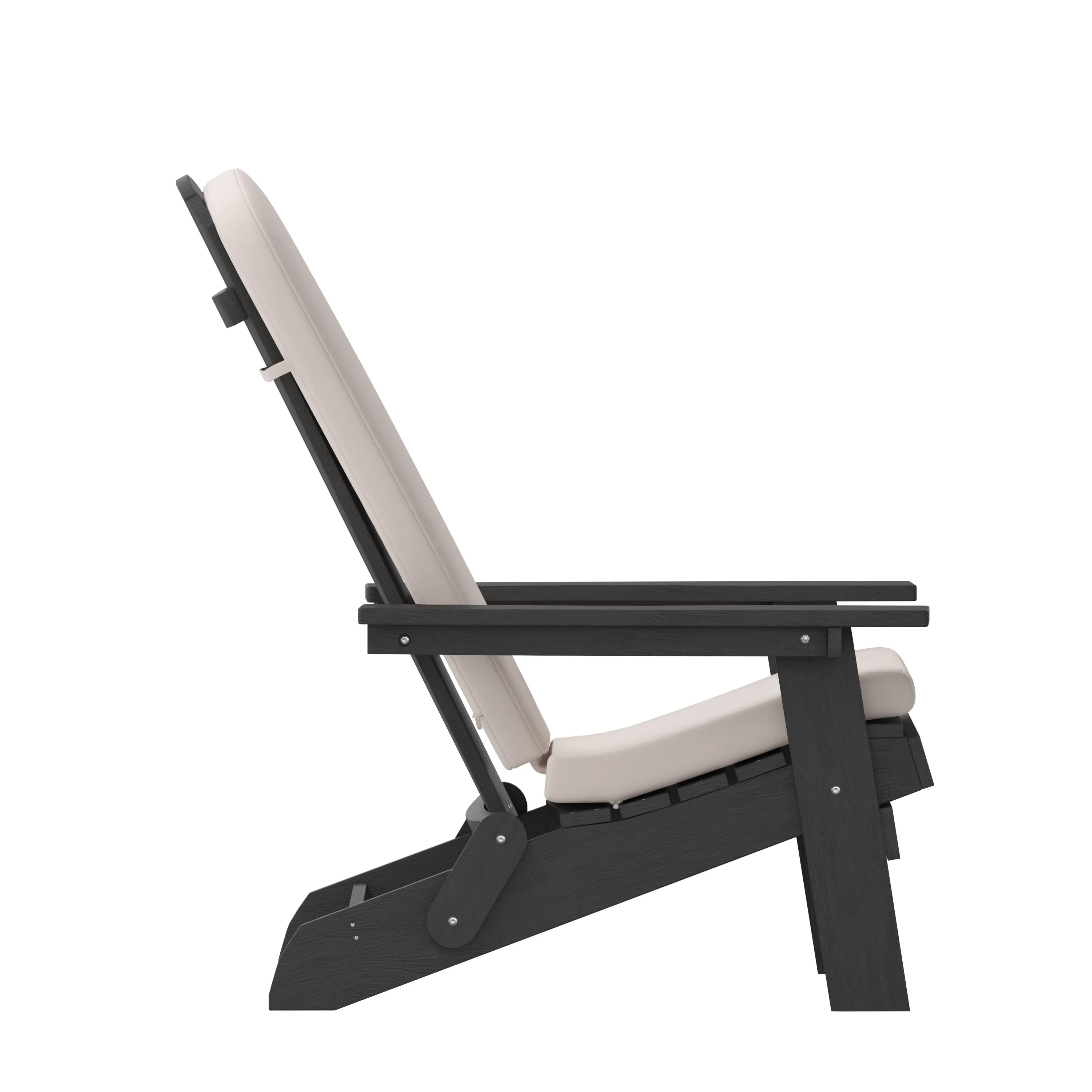Charlestown Set of 2  All-Weather Poly Resin Indoor/Outdoor Folding Adirondack Chairs with Cushions for Deck, Porch, and Patio