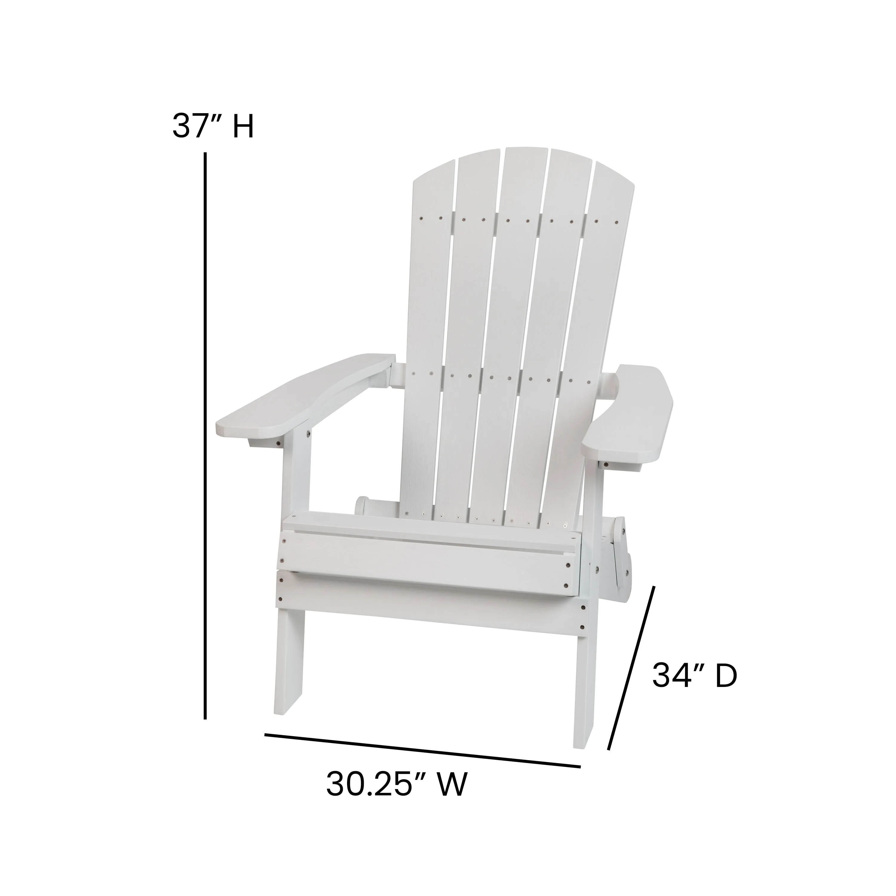 Charlestown Set of 2  All-Weather Poly Resin Indoor/Outdoor Folding Adirondack Chairs with Cushions for Deck, Porch, and Patio
