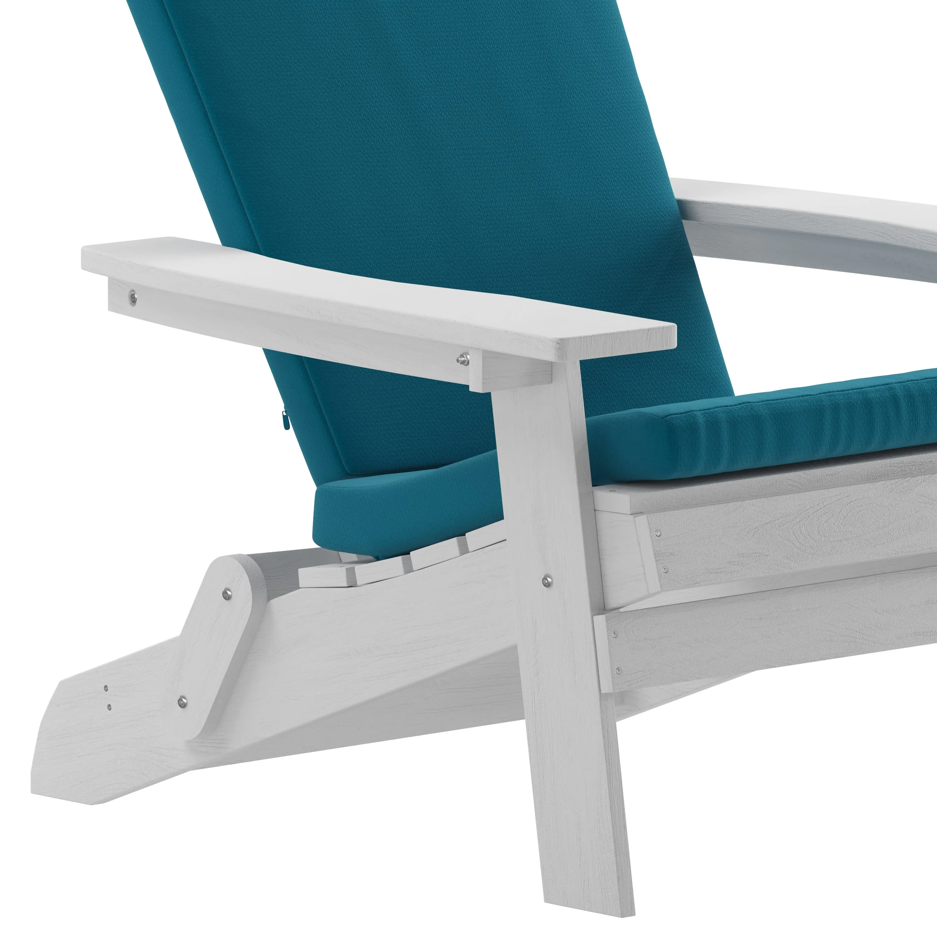 Charlestown Set of 2  All-Weather Poly Resin Indoor/Outdoor Folding Adirondack Chairs with Cushions for Deck, Porch, and Patio