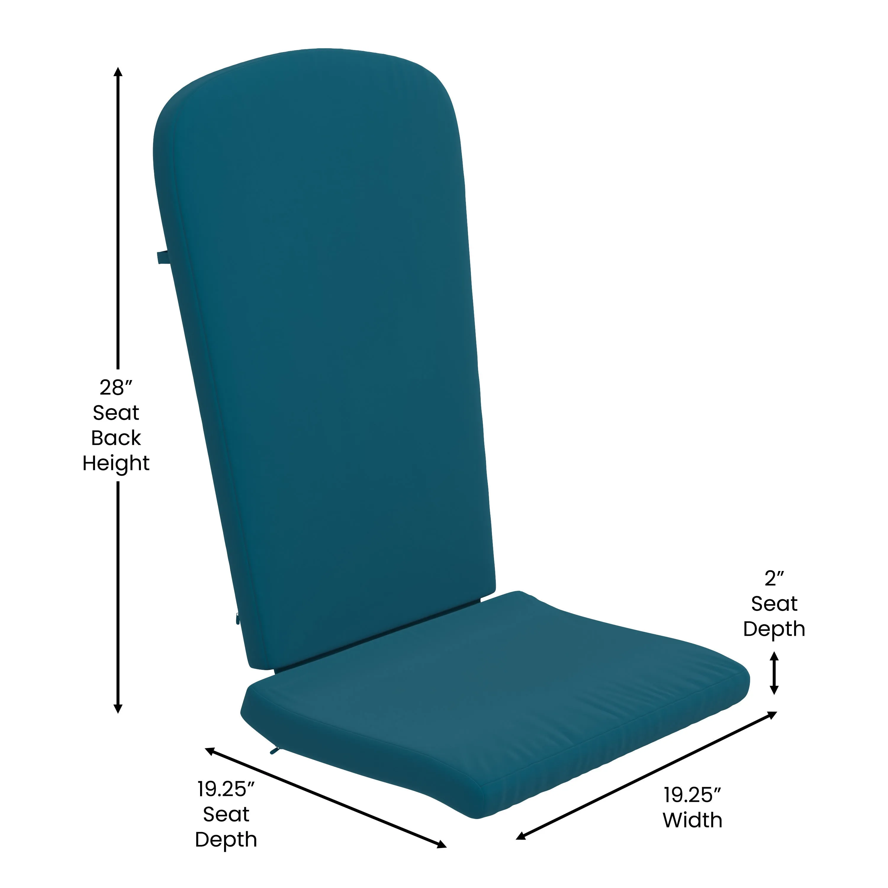 Charlestown Set of 2  All-Weather Poly Resin Indoor/Outdoor Folding Adirondack Chairs with Cushions for Deck, Porch, and Patio