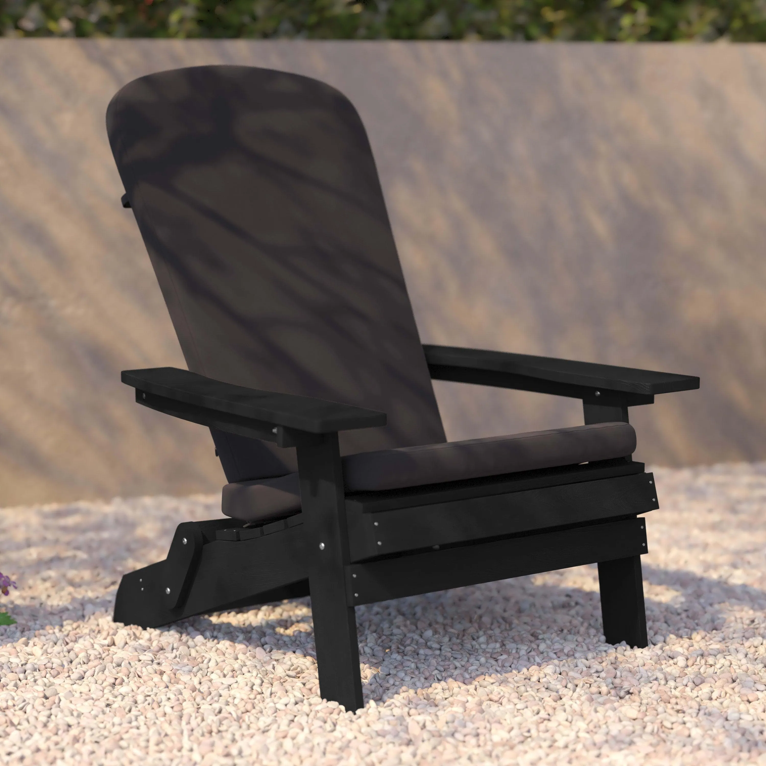Charlestown Set of 2  All-Weather Poly Resin Indoor/Outdoor Folding Adirondack Chairs with Cushions for Deck, Porch, and Patio