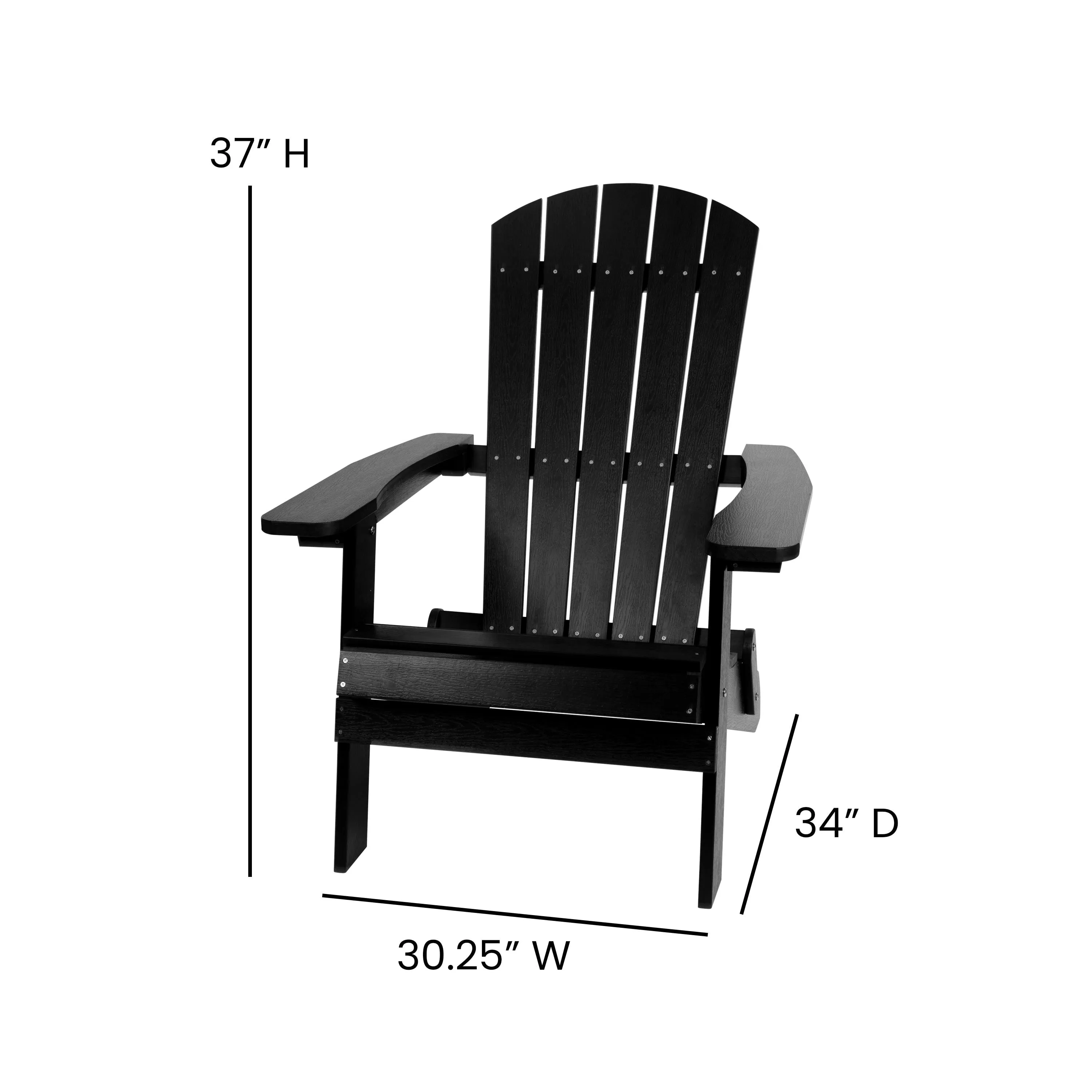 Charlestown Set of 2  All-Weather Poly Resin Indoor/Outdoor Folding Adirondack Chairs with Cushions for Deck, Porch, and Patio