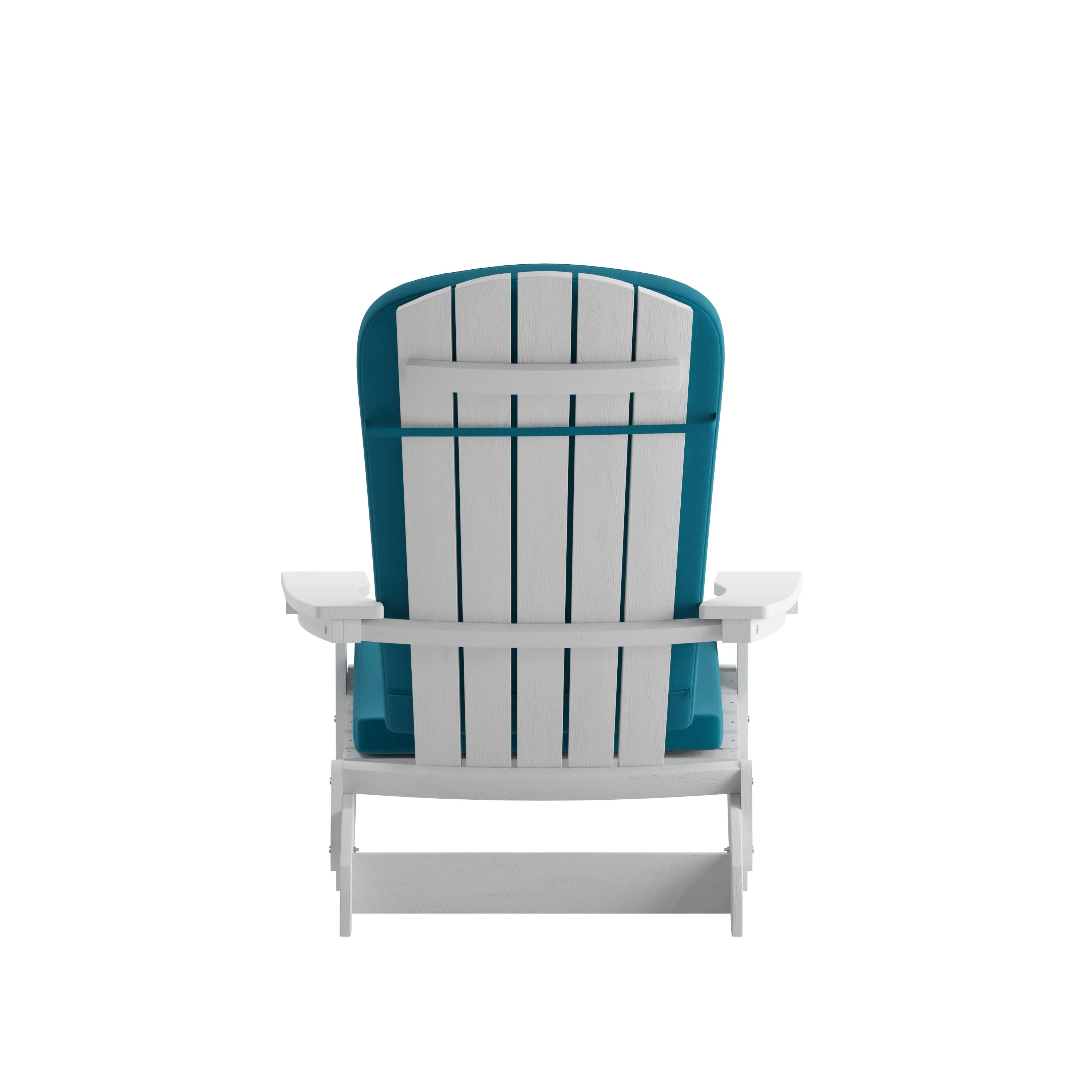 Charlestown Set of 2  All-Weather Poly Resin Indoor/Outdoor Folding Adirondack Chairs with Cushions for Deck, Porch, and Patio