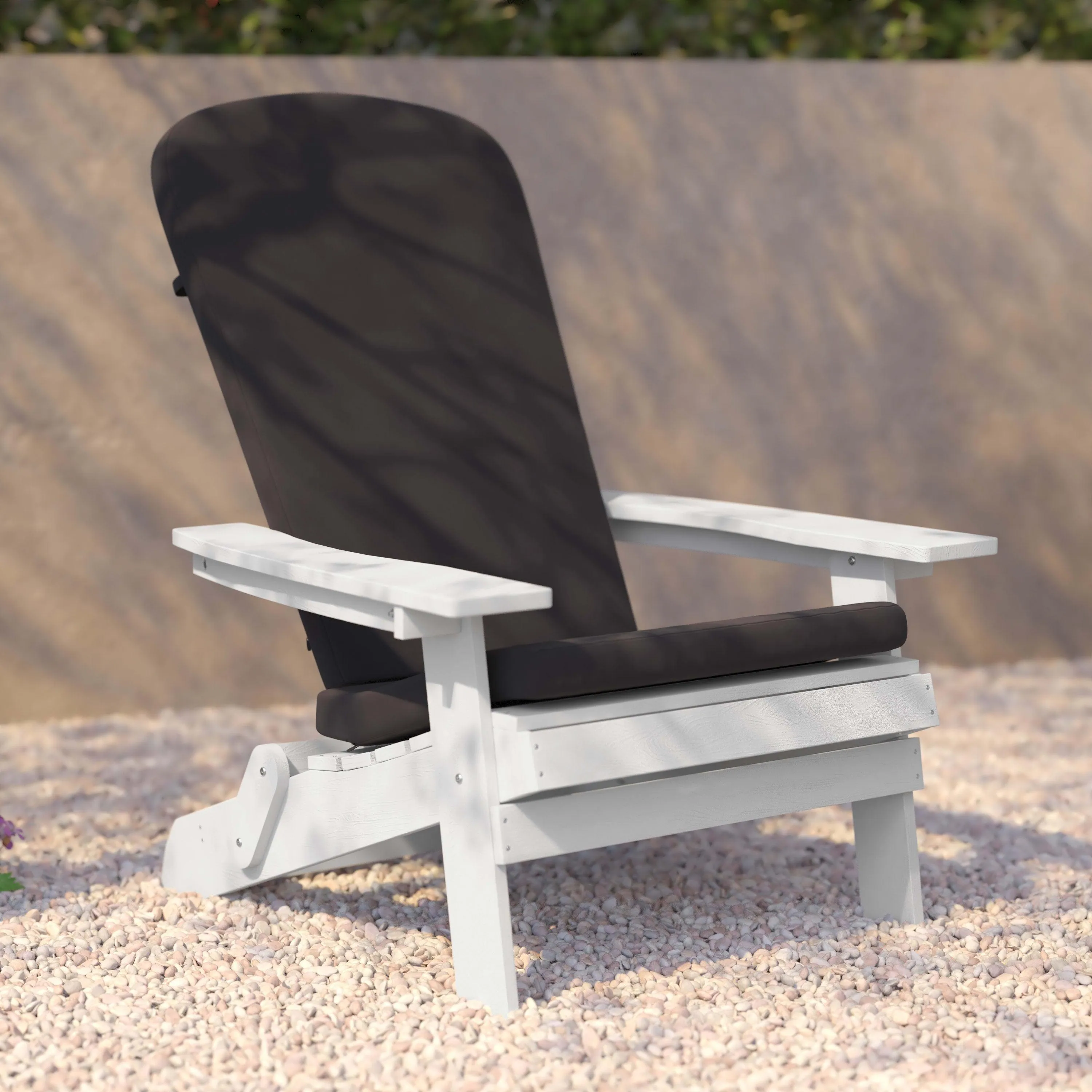 Charlestown Set of 2  All-Weather Poly Resin Indoor/Outdoor Folding Adirondack Chairs with Cushions for Deck, Porch, and Patio
