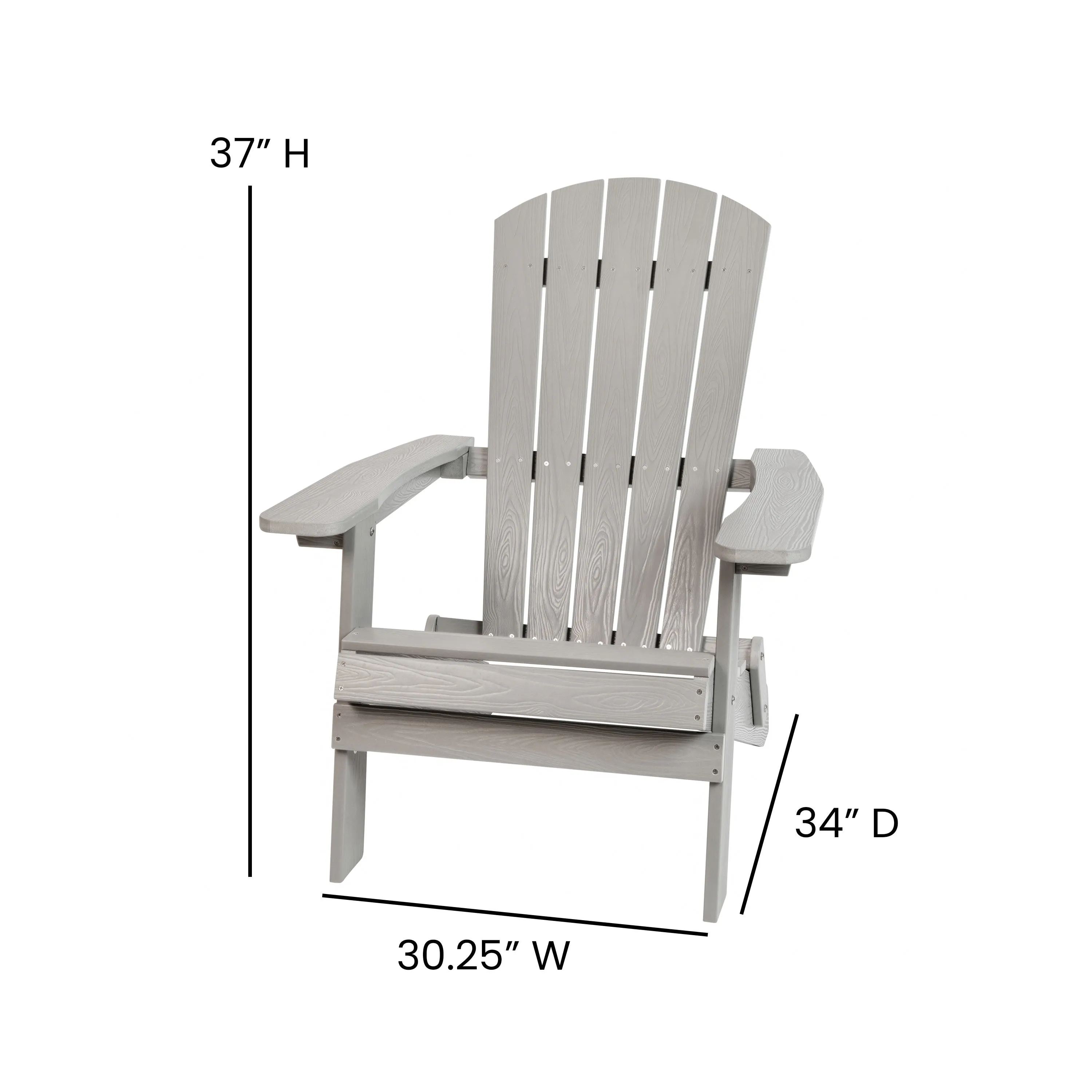 Charlestown Set of 2  All-Weather Poly Resin Indoor/Outdoor Folding Adirondack Chairs with Cushions for Deck, Porch, and Patio