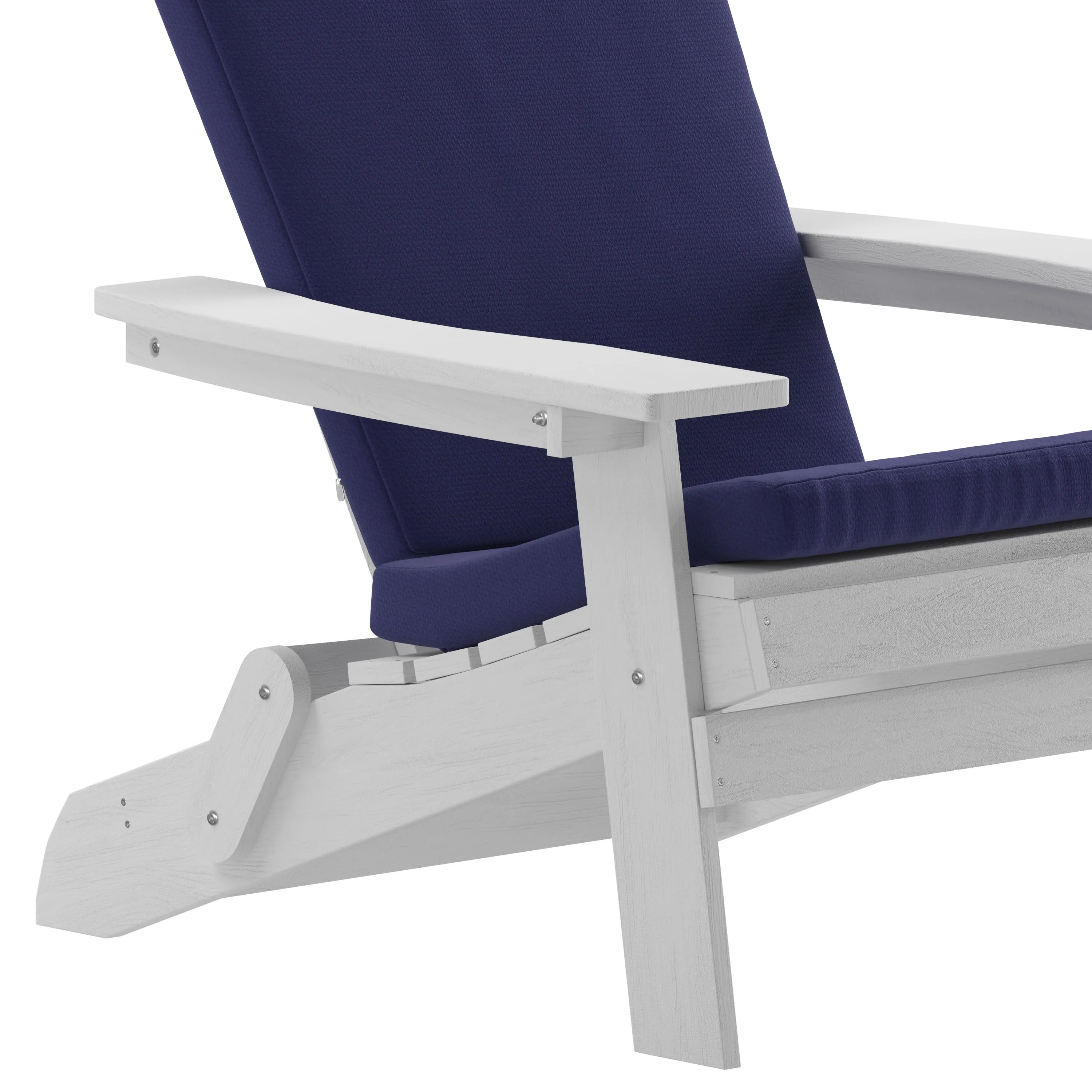 Charlestown Set of 2  All-Weather Poly Resin Indoor/Outdoor Folding Adirondack Chairs with Cushions for Deck, Porch, and Patio
