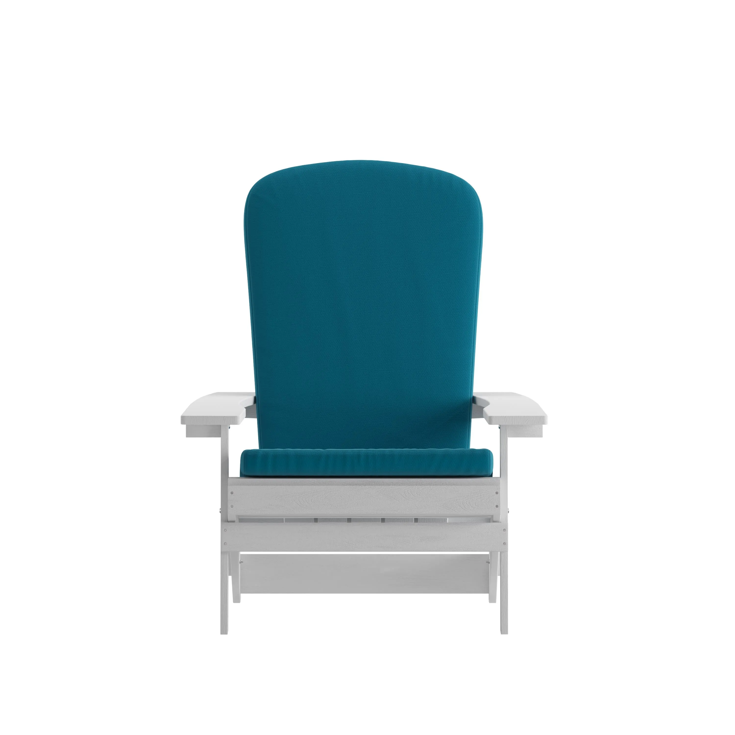 Charlestown Set of 2  All-Weather Poly Resin Indoor/Outdoor Folding Adirondack Chairs with Cushions for Deck, Porch, and Patio