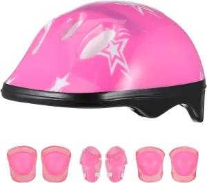 Children Elbow Wrist Knee Pads Bike Helmet 7Pcs Sports Protective Set Skateboard Skate Accessories Red