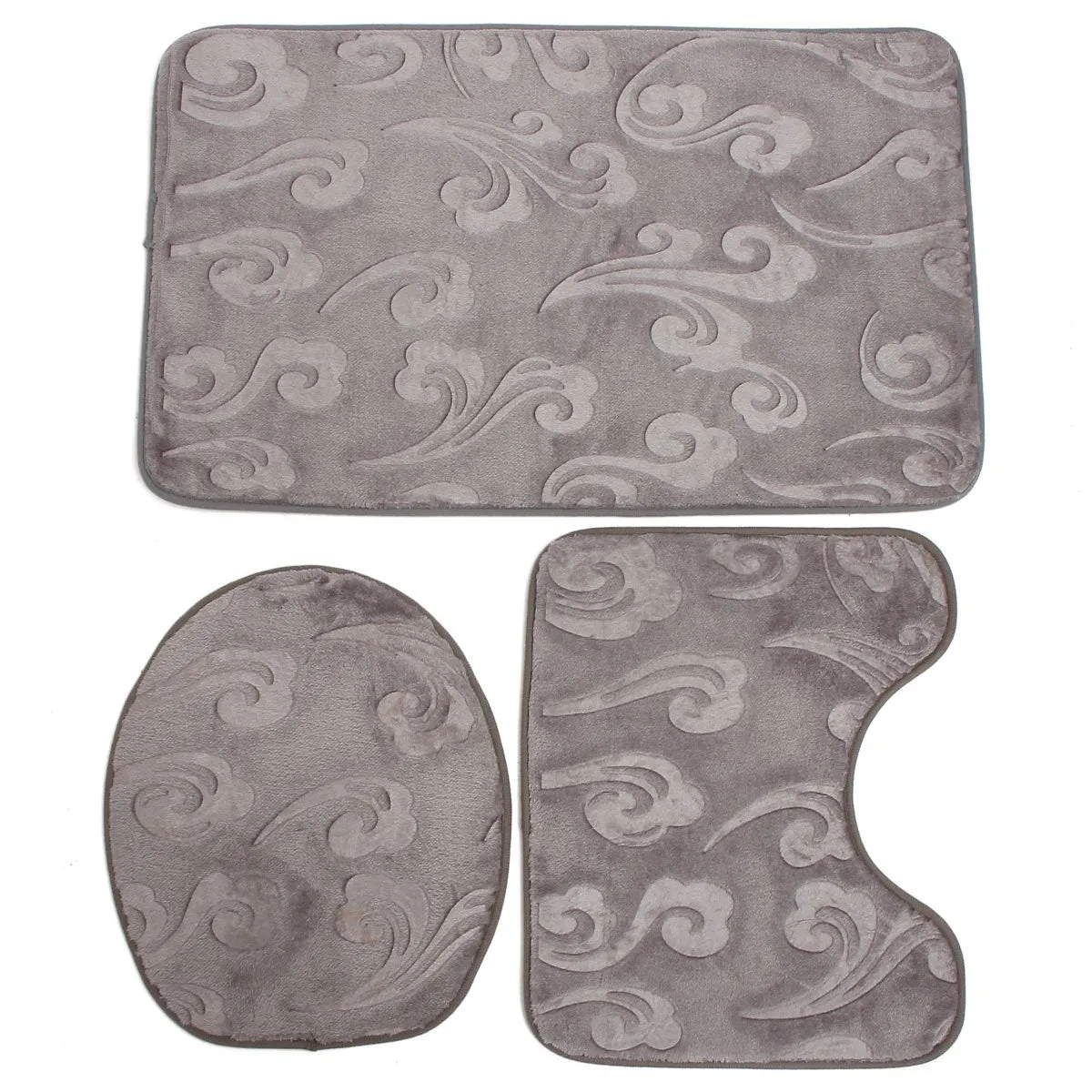 Coral Velvet 3Pcs Non-Slip Bathroom Pedestal Rugs   Toilet Seat Lid Cover Set Floor Carpet Shower Mat Room Comfy Washable