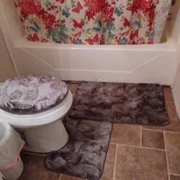 Coral Velvet 3Pcs Non-Slip Bathroom Pedestal Rugs   Toilet Seat Lid Cover Set Floor Carpet Shower Mat Room Comfy Washable