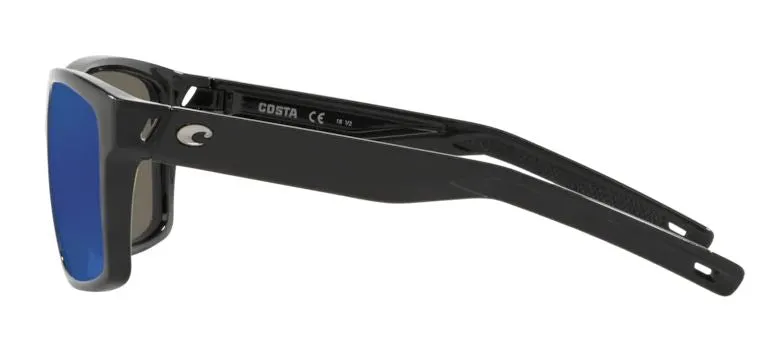 Costa Del Mar Slack Tide Shiny Black Frame - Blue Mirror 580 Glass Lens - Polarized Sunglasses