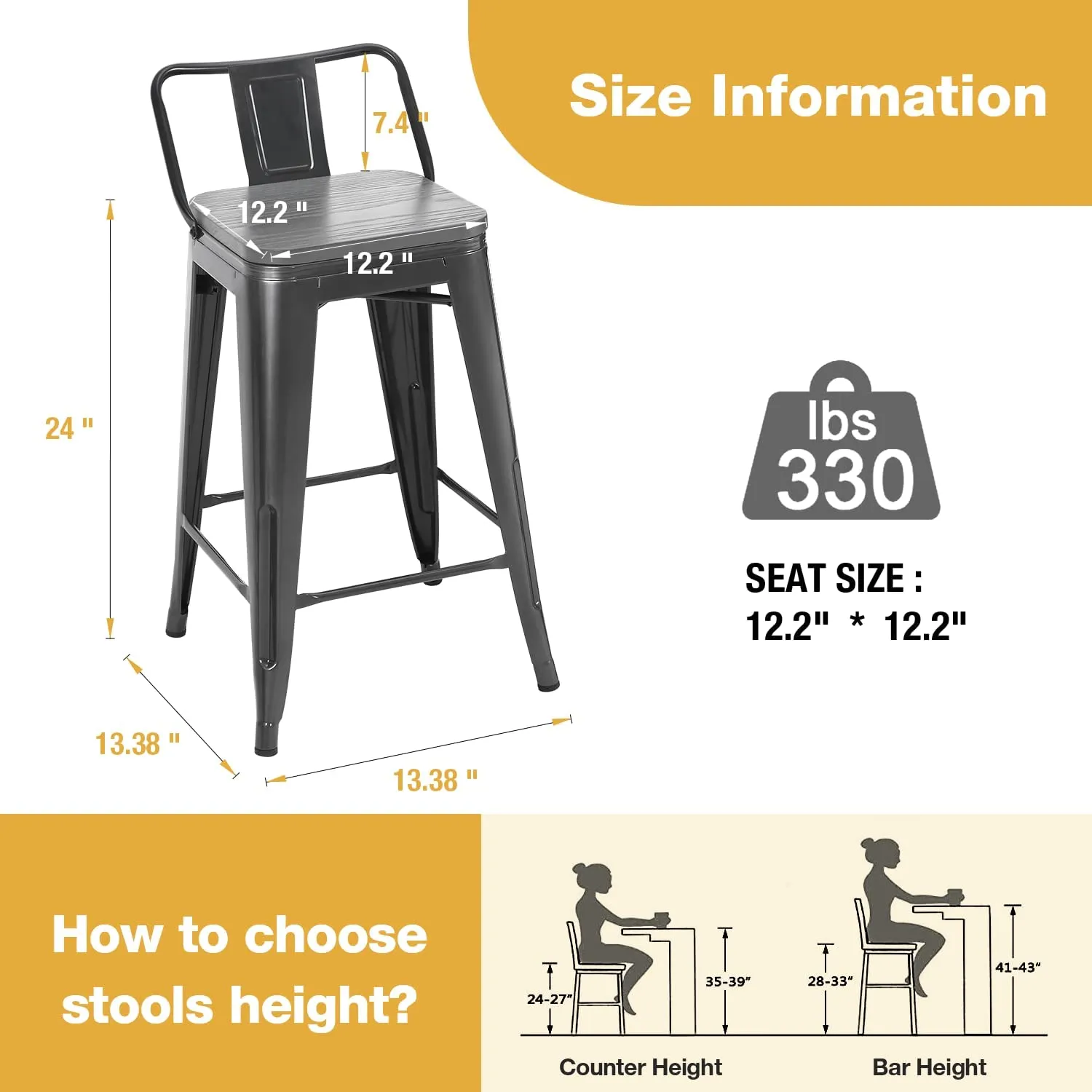 Dining Room 4pcs Barstool for Kitchen Patio Bar (Gray)